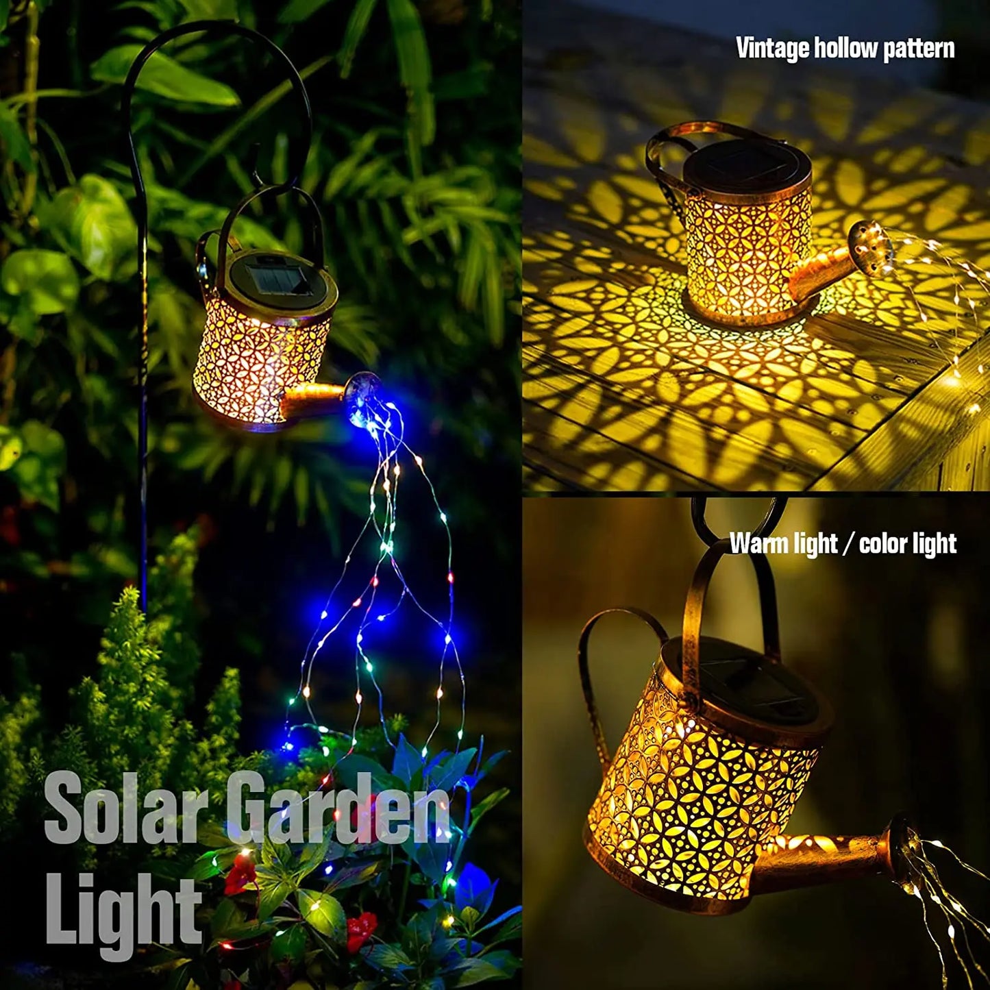 Solar Watering Can with Cascading Light Water