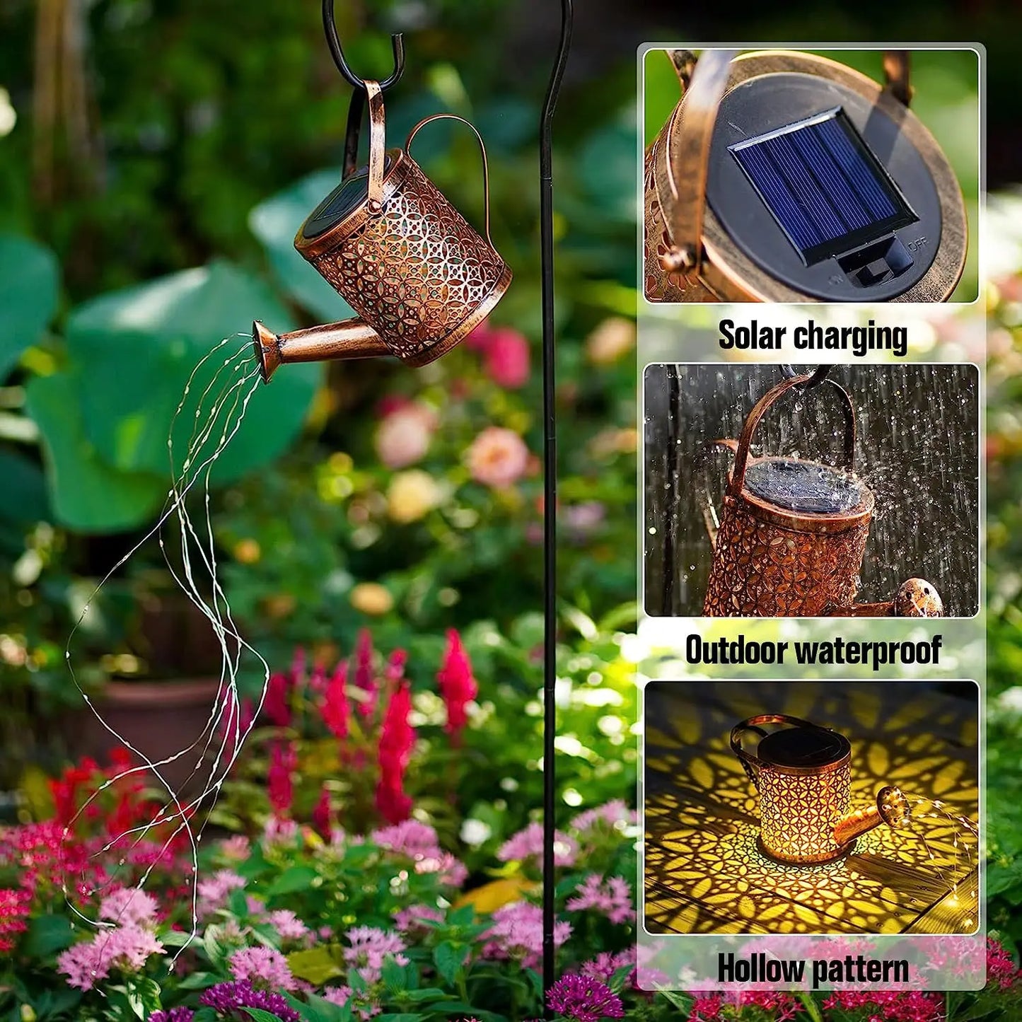 Solar Watering Can with Cascading Light Water