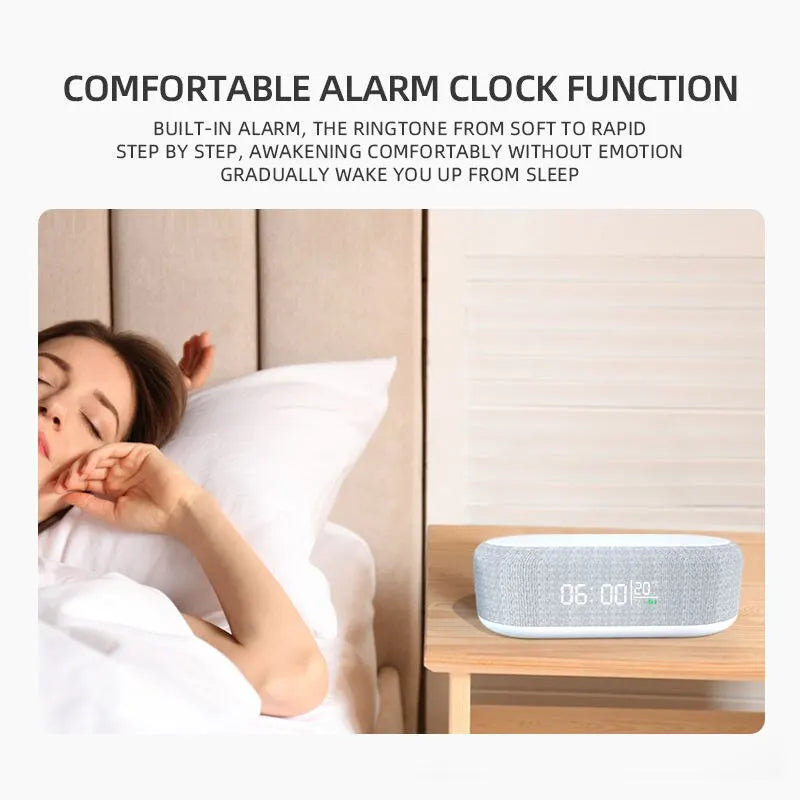 4in1 Wireless Charger Alarm Clock Time Thermometer Earphone Phone Charger