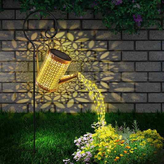 Solar Watering Can with Cascading Light Water